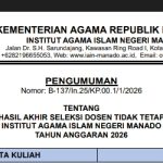 PENGUMUMAN HASIL AKHIR SELEKSI DOSEN TIDAK TETAP IAIN MANADO TAHUN ANGGARAN 2026