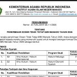 Pengumuman Penerimaan Dosen Tidak Tetap IAIN Manado